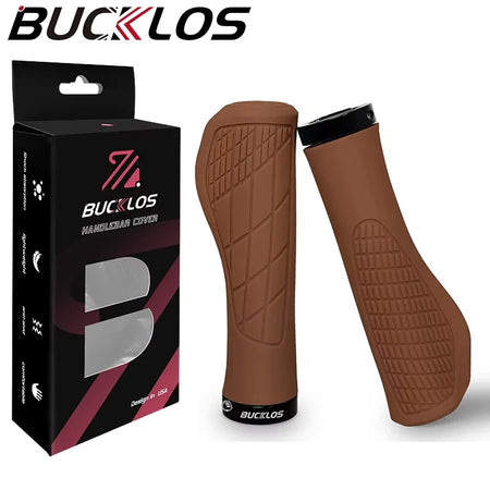 BUCKLOS Lockable Shock-Absorbing Bicycle Handlebar Grips Ergonomic-Brown