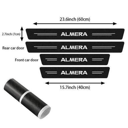 5Pcs Nissan Almera Door Sill Carbon Fiber Sticker N15 N18 4pcs