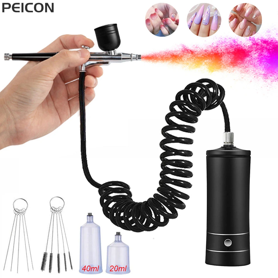 Portable Nail Art Airbrush Kit With Compressor For Nails, Cake Decorating, Craft