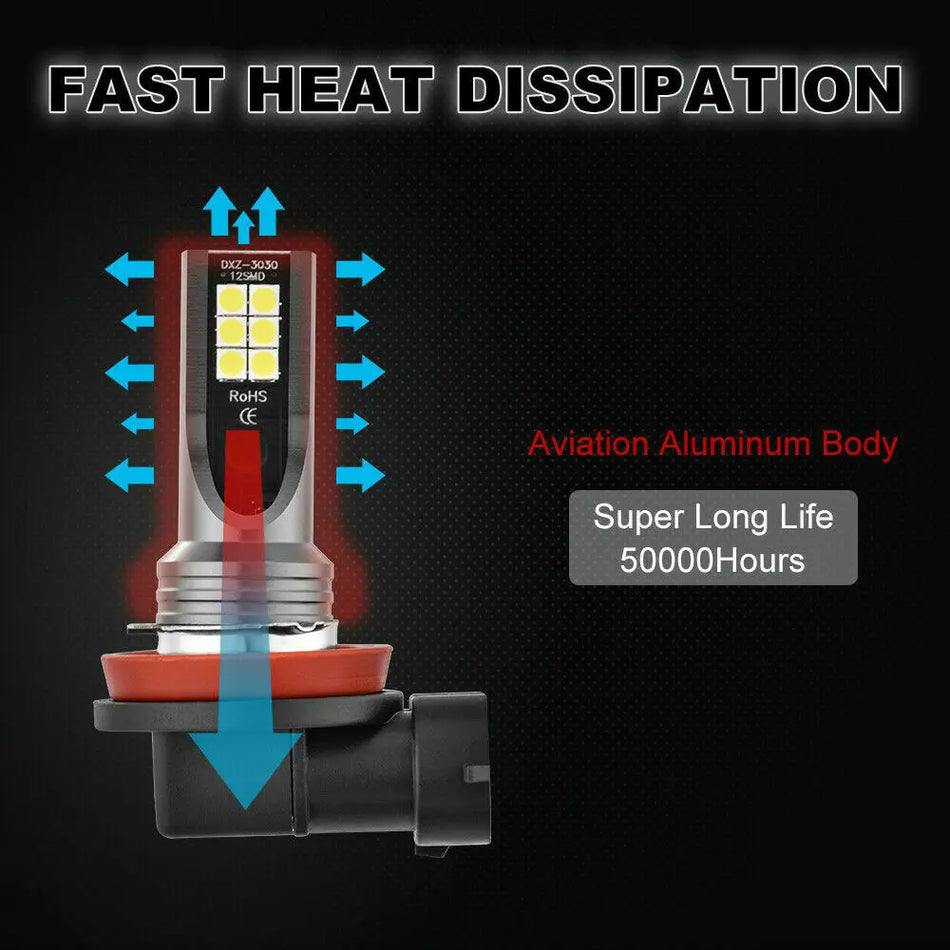 H8 H11 LED Автомобилни Фарове 12V 24W 6500K 1200LM Алуминий