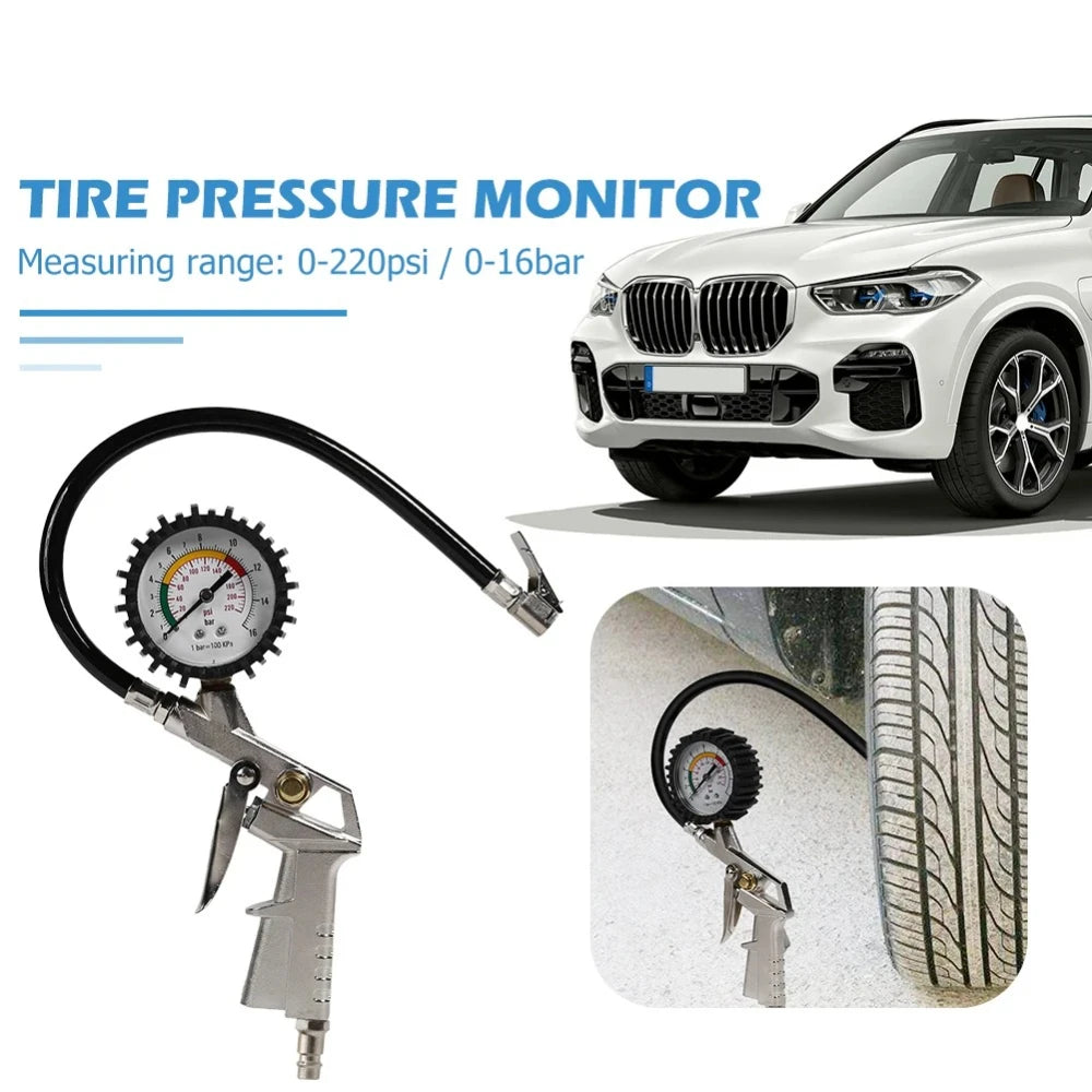 New Car Tire Pressure Gauge - 0-220 PSI EU Plug Durable