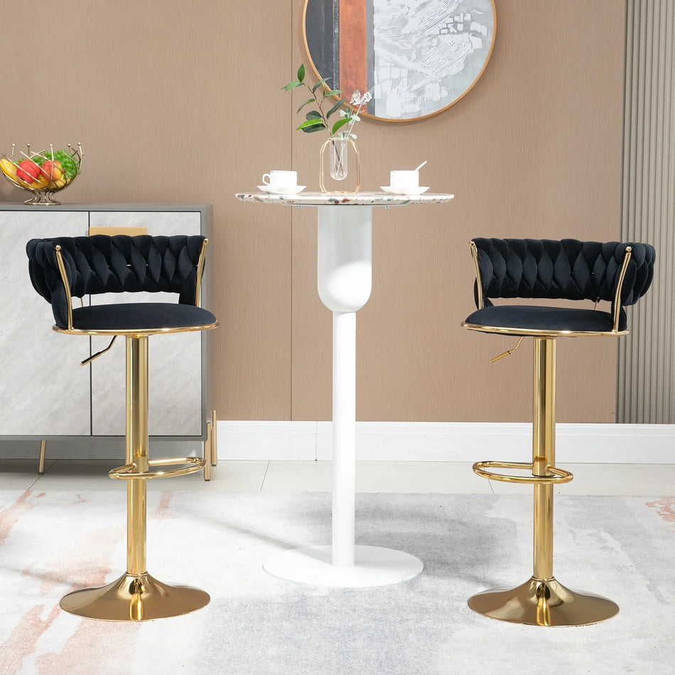 Fløjl 360 Drejelig Barstol 2-Pak Justerbar Højde