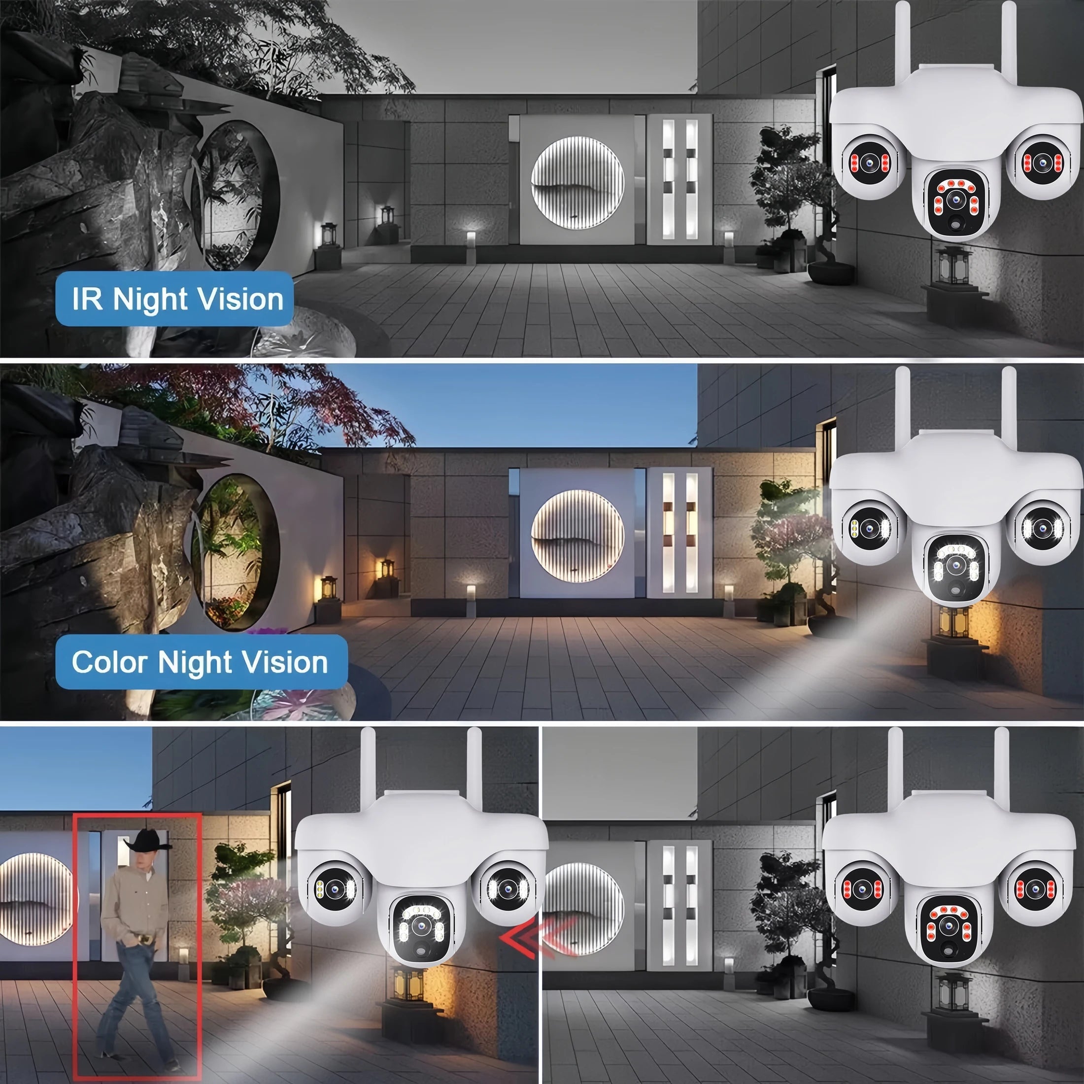 V380 Pro 4G Solar Camera 15MP Triple Lens Triple PTZ Camera Two-Way Audio Outdoor Built-in Battery Security CCTV HD IP Camera