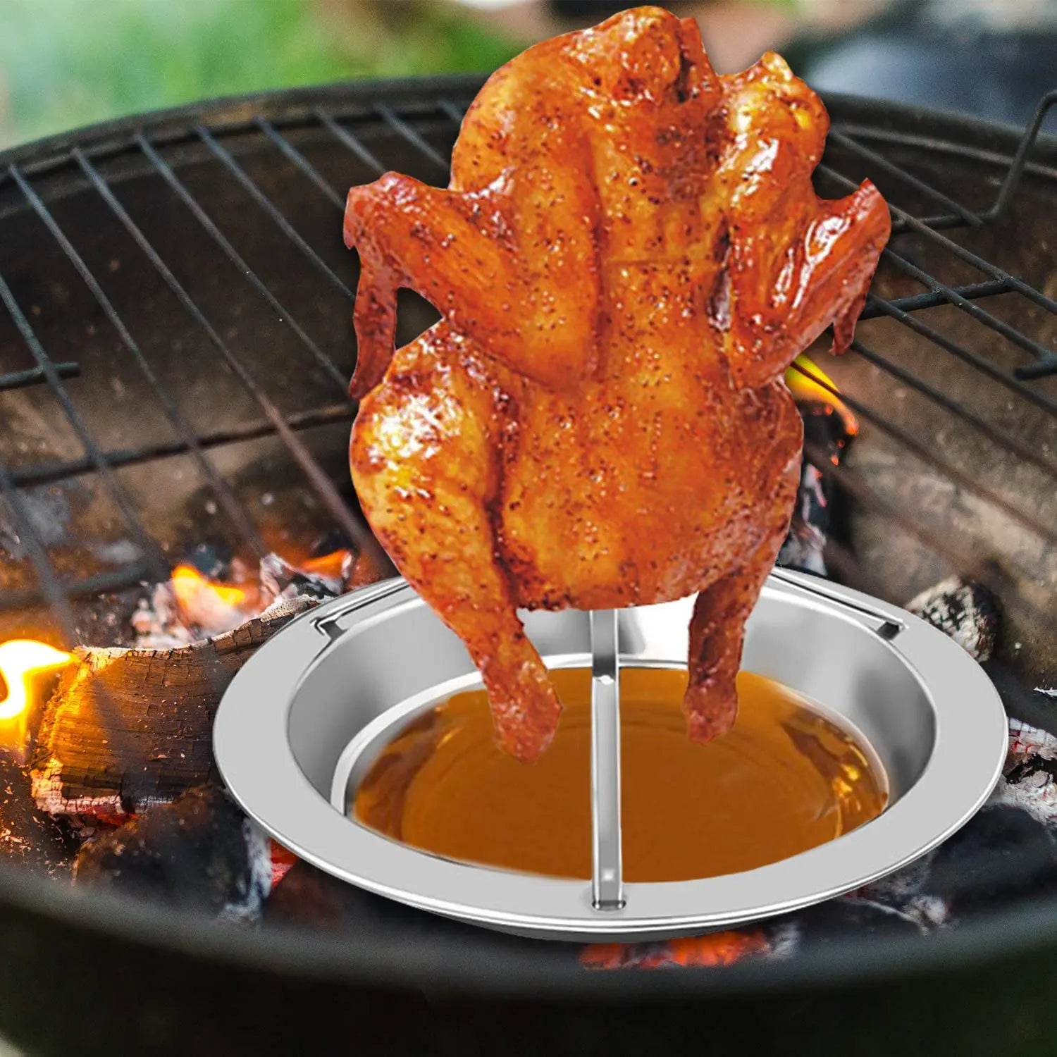 Detachable Stainless Steel Chicken Roaster for BBQ and Grilling