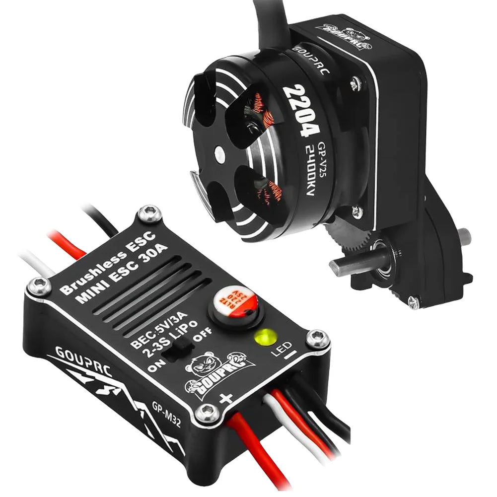 2204 2400KV Outrunner Motor With Transmission &ndash; ESC Included Black / CHINA
