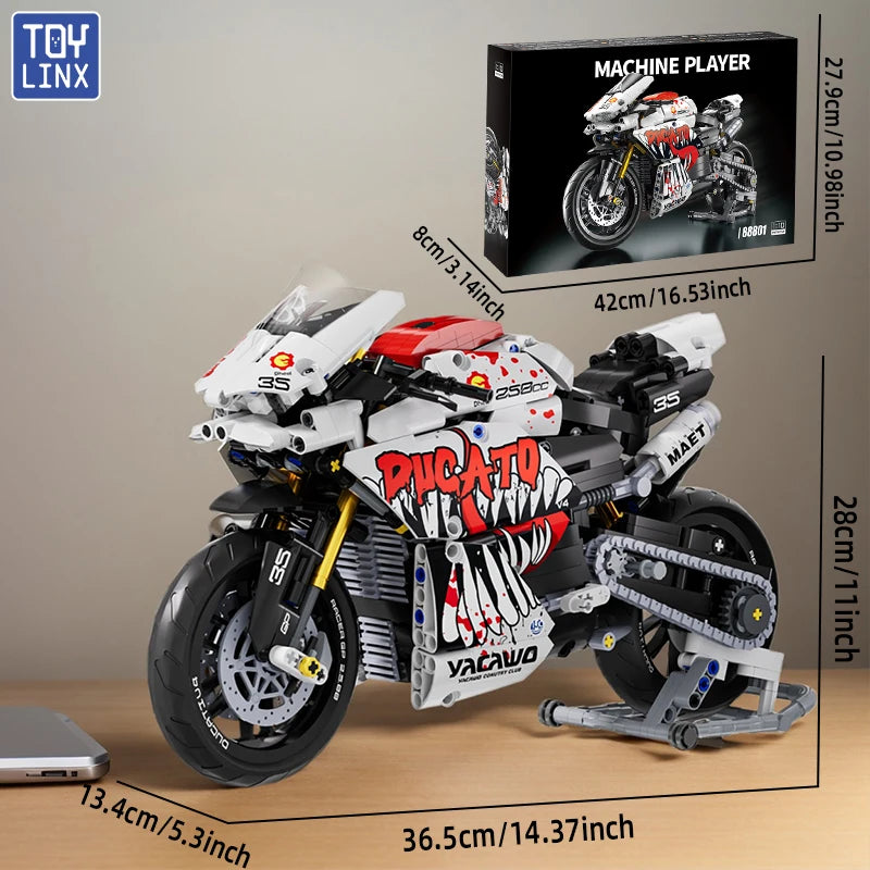 883PCS 1Do10 Motocikl Građevni Kockice Cestovni Trkač Poklon