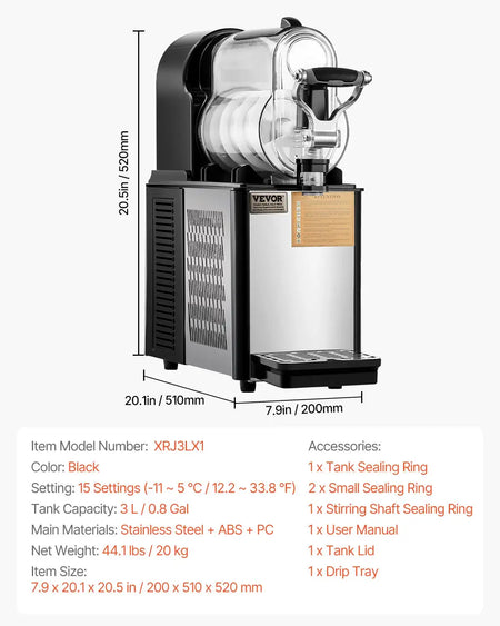Commercial Slushy Machine Stainless Steel Dual 12L Tanks 1x3L / GERMANY