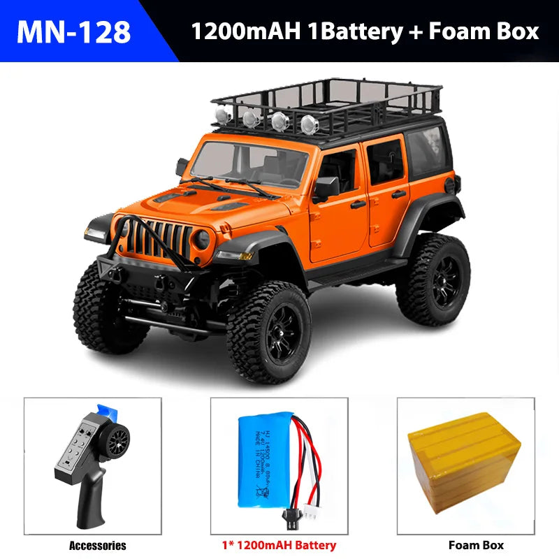MN128 2.4G RC Crawler 4x4 Car Full Scale &ndash; LED Lighting ORANGE