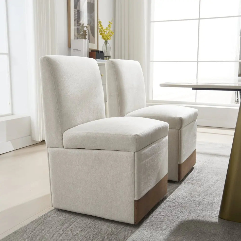 Upholstered Swivel Dining Chairs With Wheels And Storage