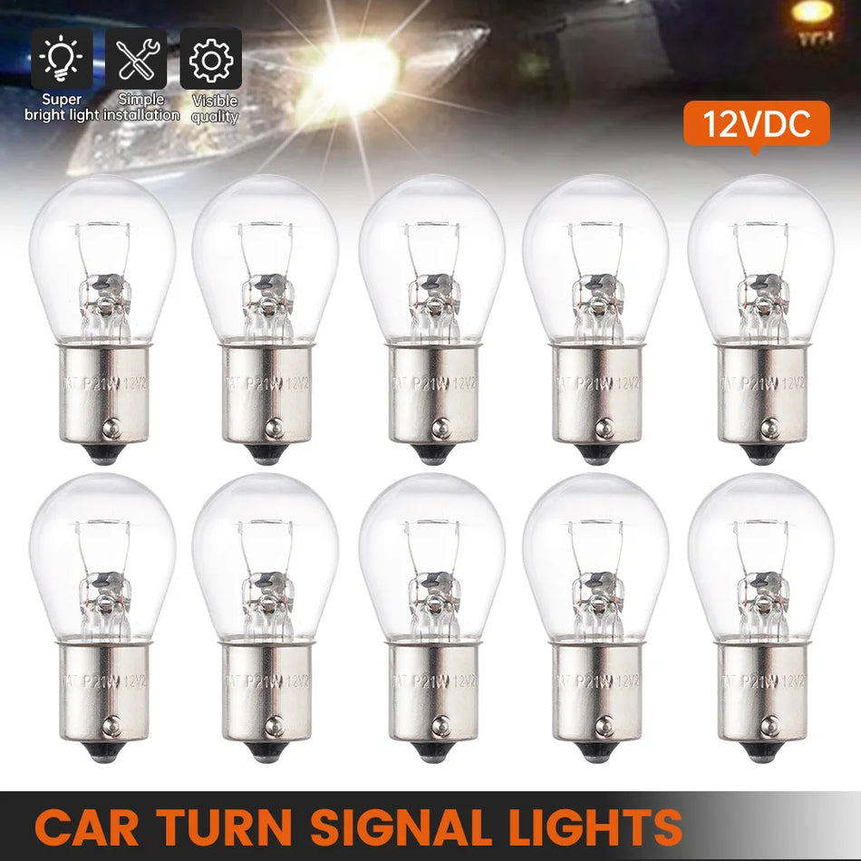 12V Automobiļu Pagrieziena Signālu Spuldžu Komplekts, 10 Iepakojumā, 1156/1141 BA15S, Dzeltenā Stieple