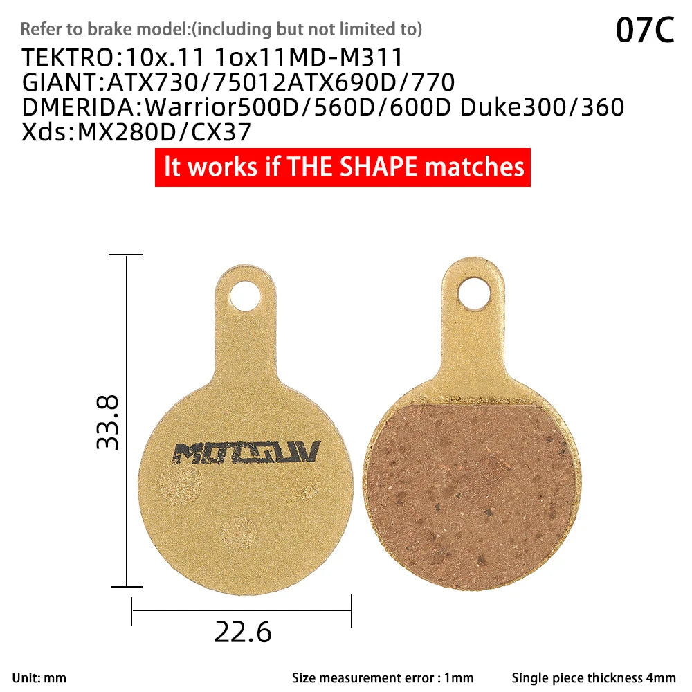 Copper Base Bike Brake Pads &ndash; Broad Disc Brake Compatibility 07C