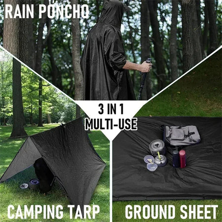 Outdoor 3 In 1 Military Raincoat Hooded Poncho &ndash; Lightweight