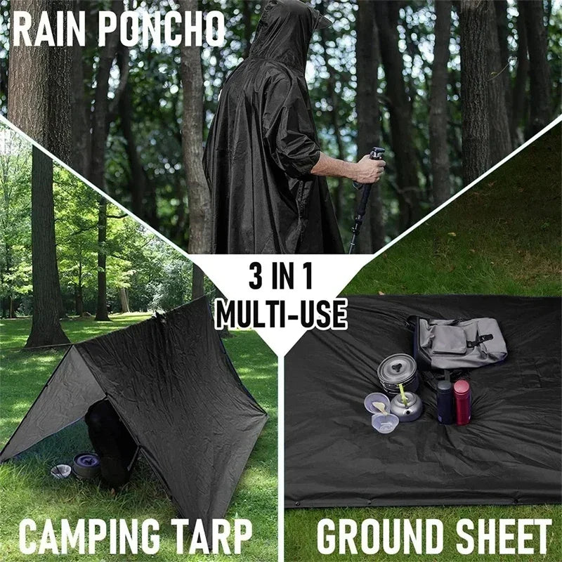 Outdoor 3 In 1 Military Raincoat Hooded Poncho &ndash; Lightweight