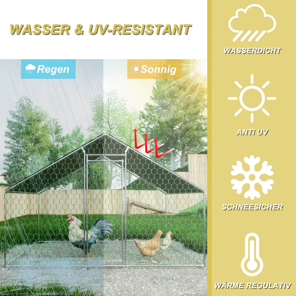 Hönshus 3x2x2m med säkerhetslås vattentät PE-duk