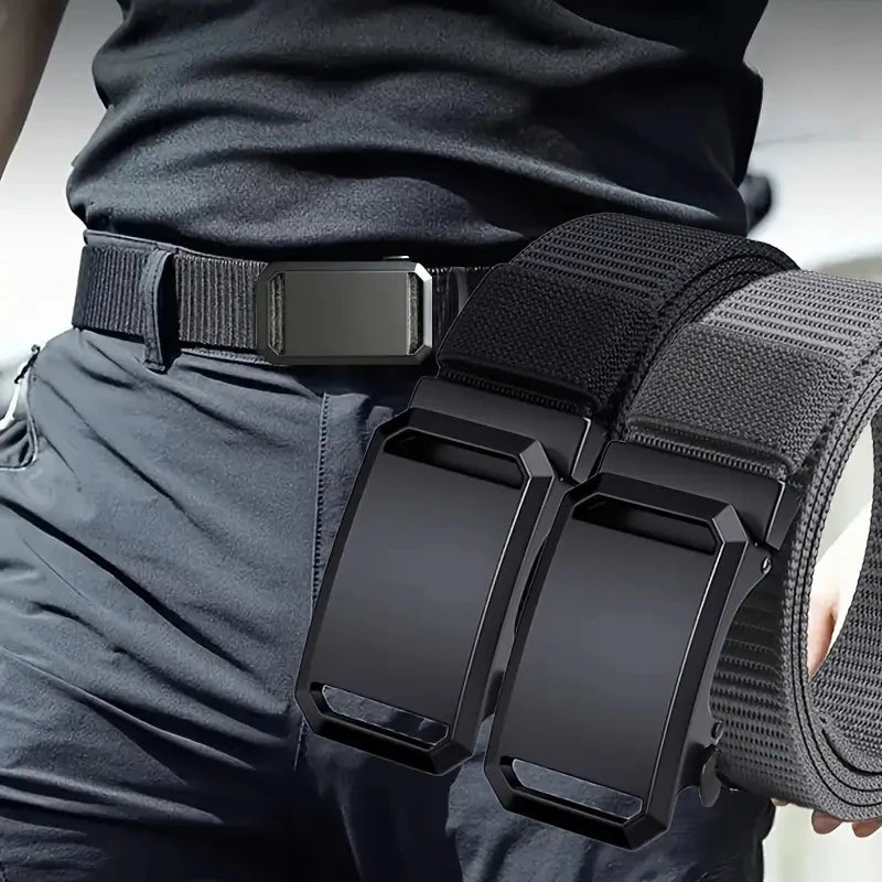 Men's Tactical Canvas Belt with Automatic Buckle - Outdoor Military Style