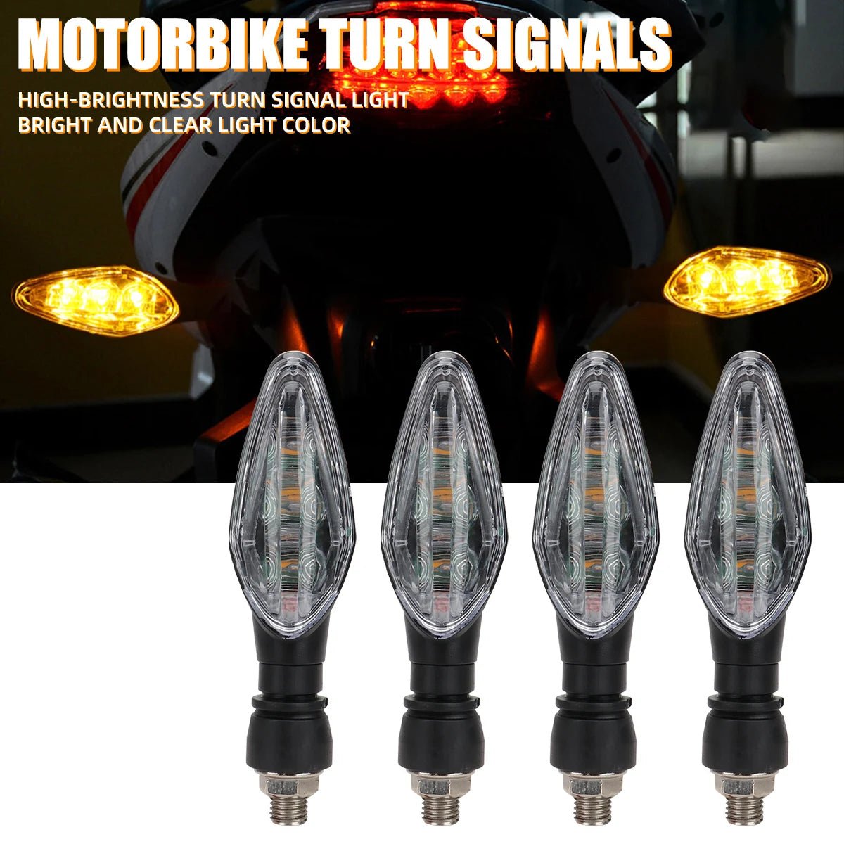KEVANLY 4PCS Motorcycle LED Turn Signal Light &ndash; Waterproof Amber Indicators