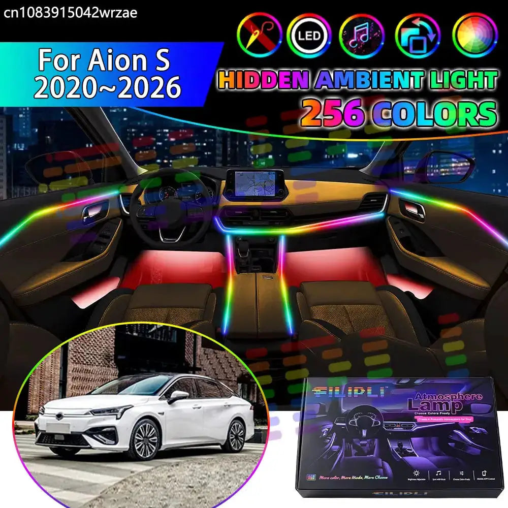 For Aion S 2020~2026 A26 EV GAC RGB Car Interior Ambient Lights Strips Breathing Lighting Kit App Control LED strips Accoressies by InterCyprus Trading Ltd