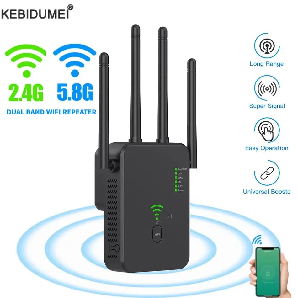 1200Mbps WiFi Repeater &ndash; Dual Band 5G 2 4GHz Range Extender