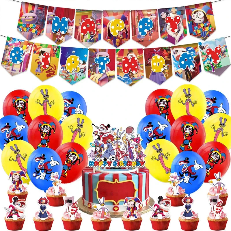 Amazing Digital Circus Party Tableware &amp; Decorations 1set