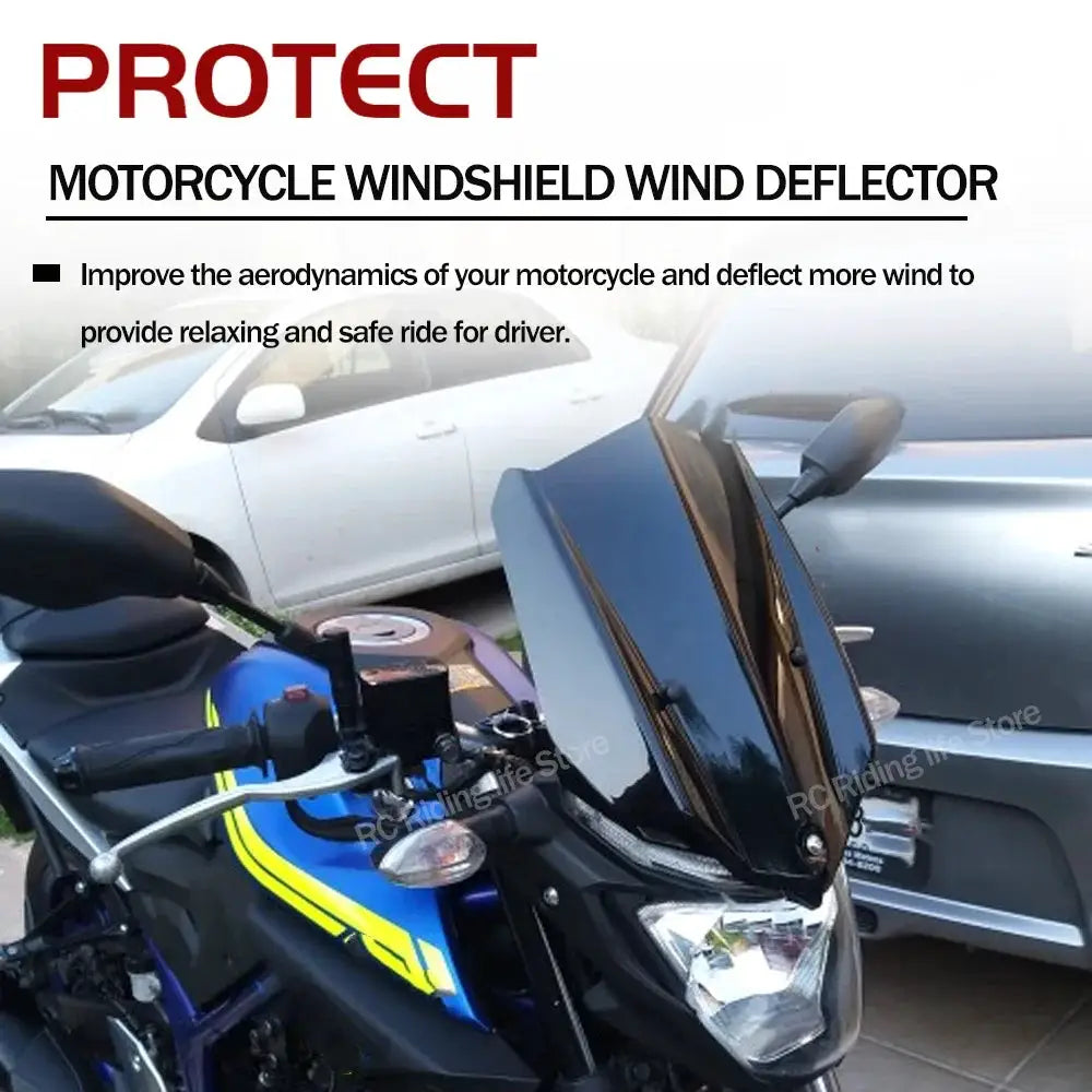 Windscreen For Yamaha MT03 MT 03 2016-2018 2019 Motorcycle Wind Shield Screen Deflector Sport Touring Racing Windshield Bracket by InterCyprus Trading Ltd