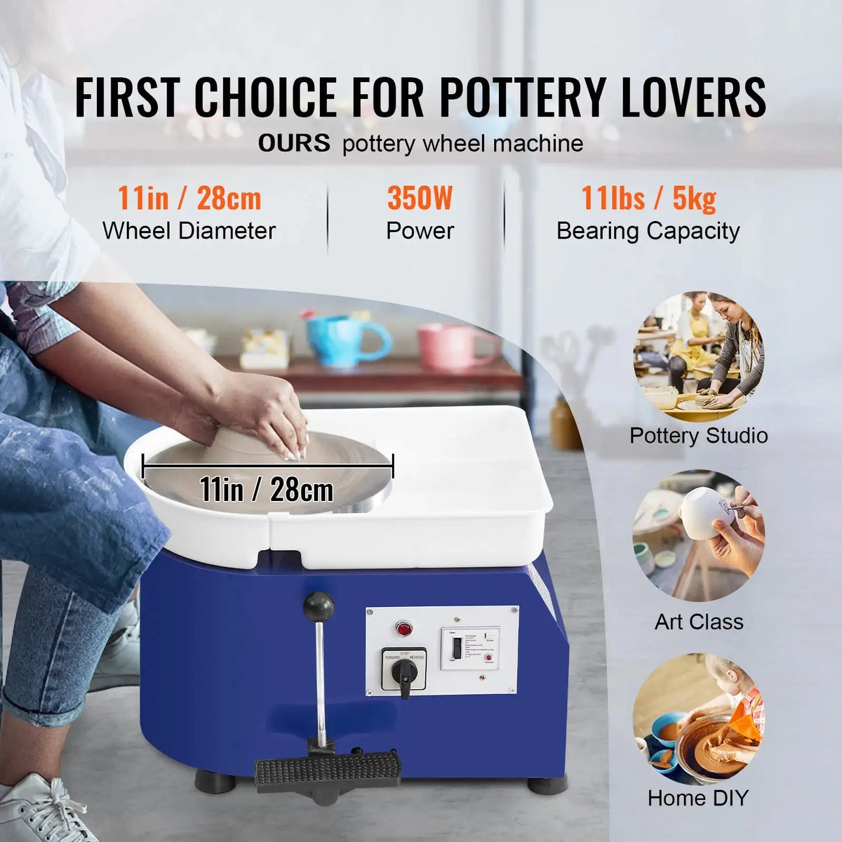 11in Pottery Wheel &ndash; Adjustable 60-300RPM