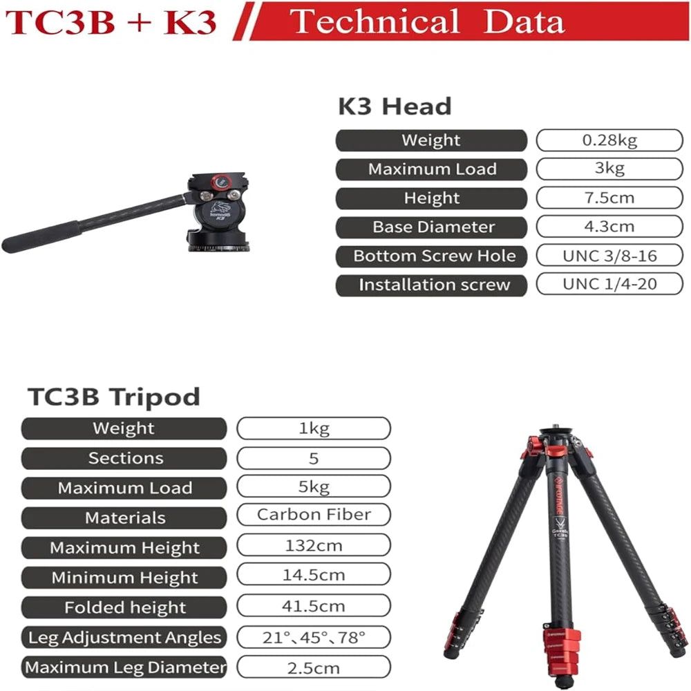 IFootage Carbon Fiber Tripod TC3B &ndash; Ultra Lightweight