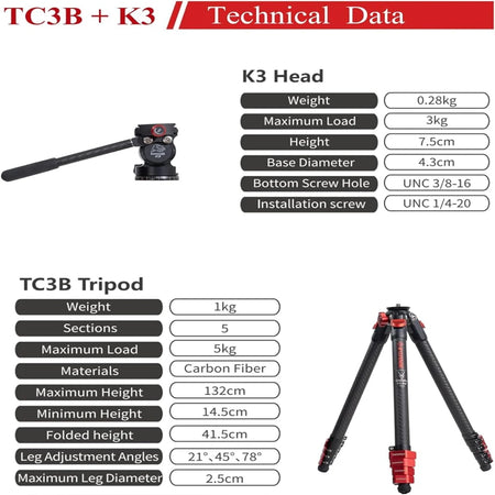 IFootage Carbon Fiber Tripod TC3B &ndash; Ultra Lightweight