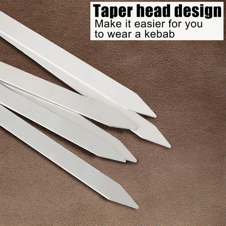 Long Handle Stainless Steel BBQ Skewers with Wooden Grip - 6pcs Set