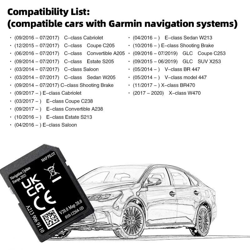 32GB A2139069110 V20 Navigation SD Card &ndash; Compatible with Mercedes GLC C E V X-Class CHINA / A213 V20