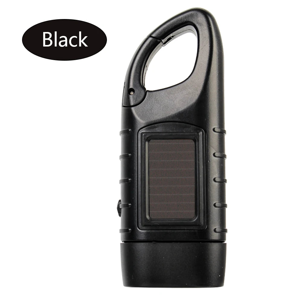 Hand Crank Solar LED Flashlight Lantern for Outdoor Adventures Black Shell