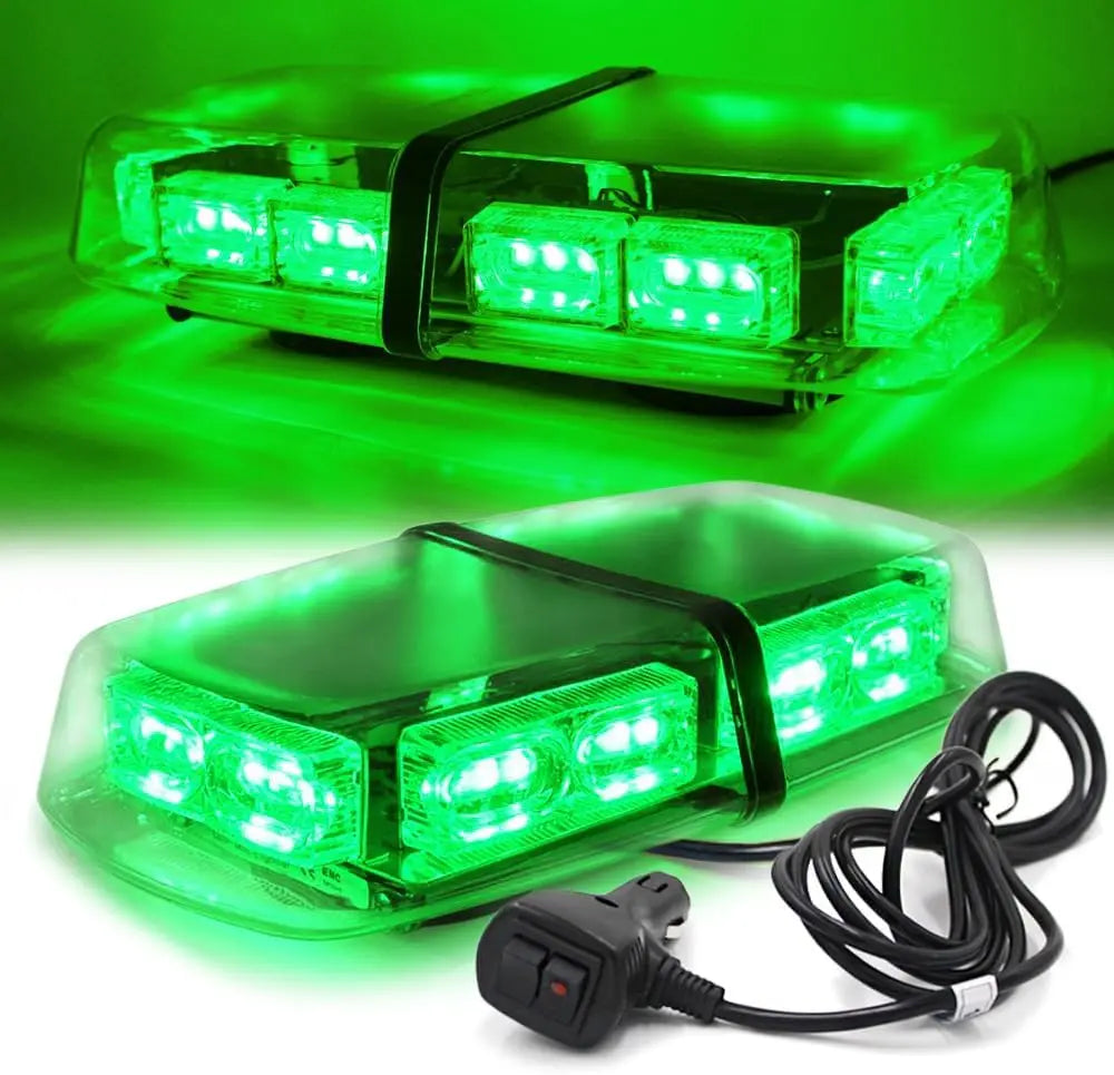12 Inch 36 LED Emergency Strobe Light Bar &ndash; Magnetic Mount Green Light