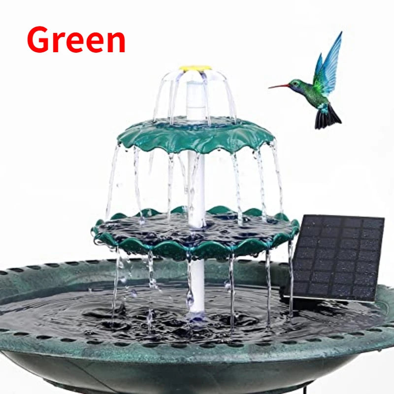 Three Layer Solar Fountain &ndash; 3.5W Pump Detachable Bird Bath Green