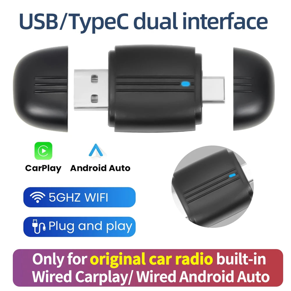 2in1 Wireless CarPlay Dongle &ndash; Wired To Wireless CarPlay Wired to Wireless