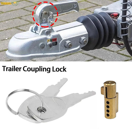 Anti-Theft Trailer Coupling Hitch Lock Insertable Security for Pressed Coupler Heads Caravans RVs with 2 Keys Accessory Part by InterCyprus Trading Ltd