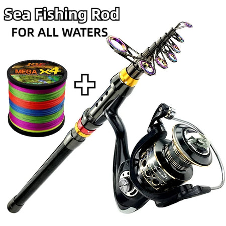 Carbon Fiber Spinning Fishing Rod and Reel Combo - 1.8-3.6m, 5.2:1 Gear Ratio, Perfect for Bass and Carp Fishing
