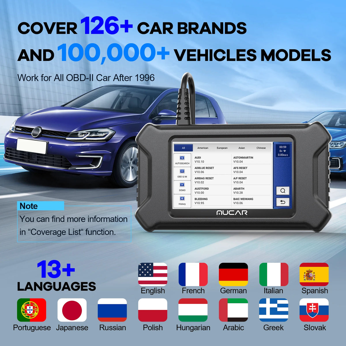 MUCAR CS5 OBD2 Scanner - Five System Diagnostics Included