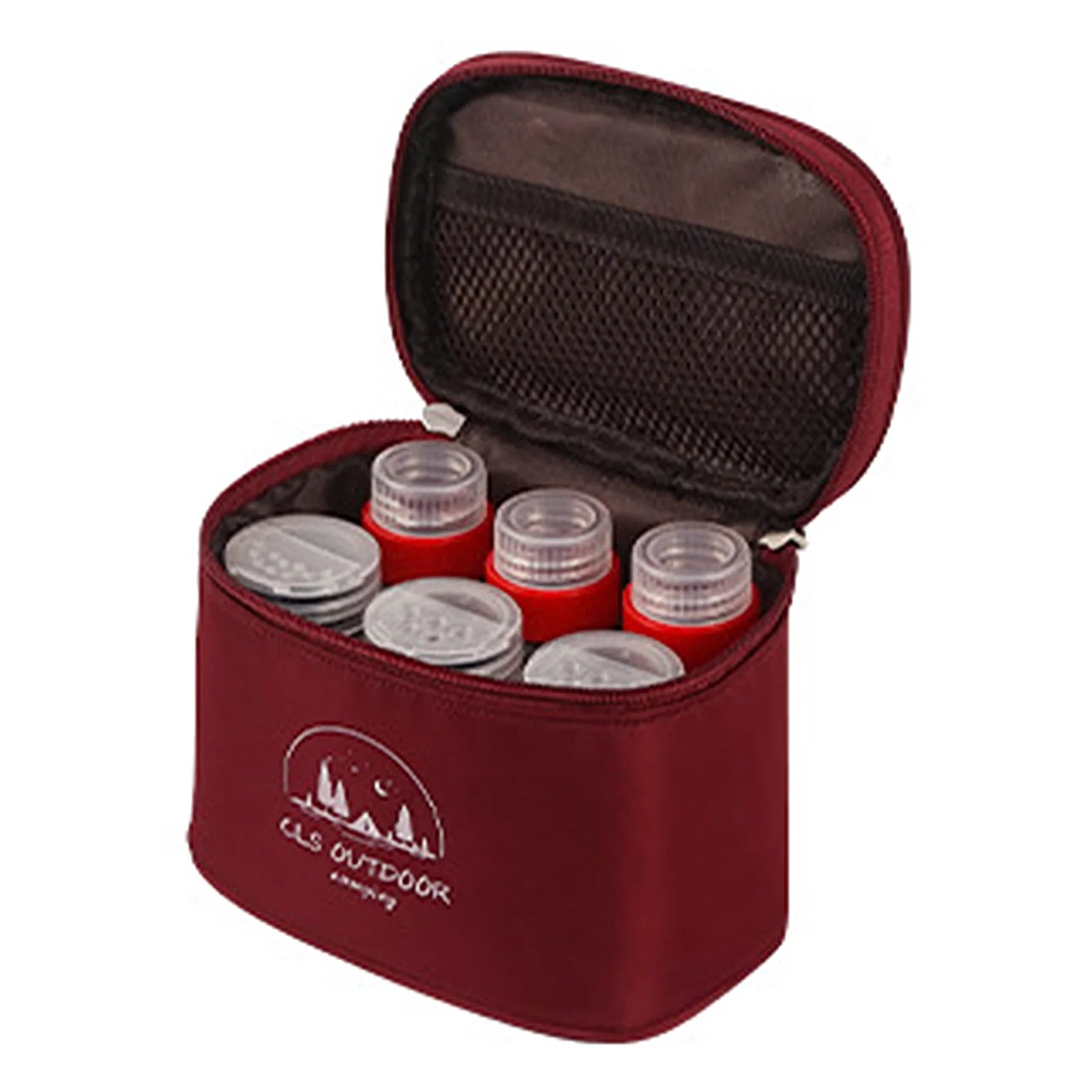 Camping Spice Containers Set &ndash; Includes Storage Bag Wine red
