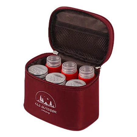 Camping Spice Containers Set &ndash; Includes Storage Bag Wine red