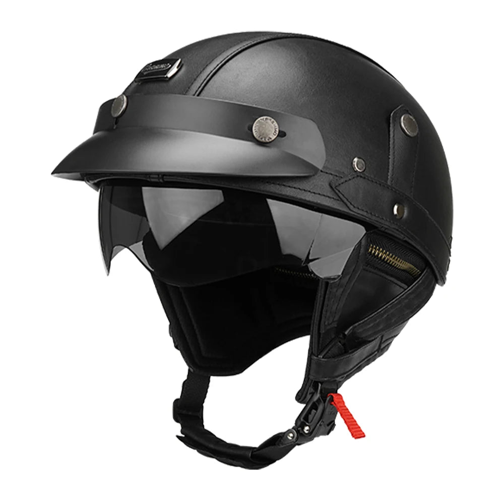Herobiker DOT Approved Half Helmet &ndash; Lightweight ABS Shell 535-Black / XL