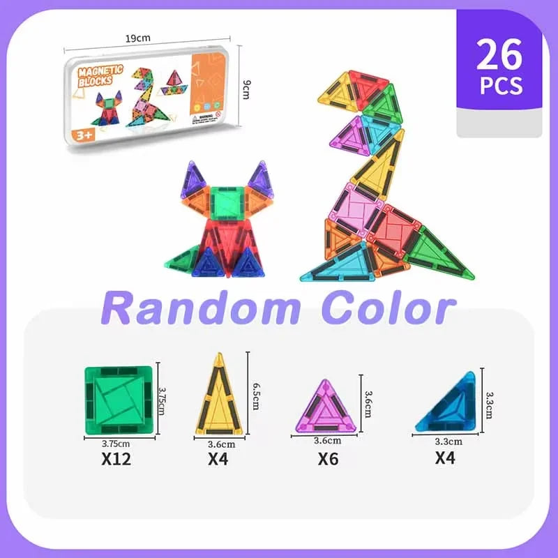 Mini Magnetic Tiles Travel Toys 3.75cm &ndash; Portable STEM ATS30699B26PCS