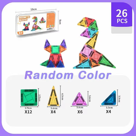 Mini Magnetic Tiles Travel Toys 3.75cm &ndash; Portable STEM ATS30699B26PCS