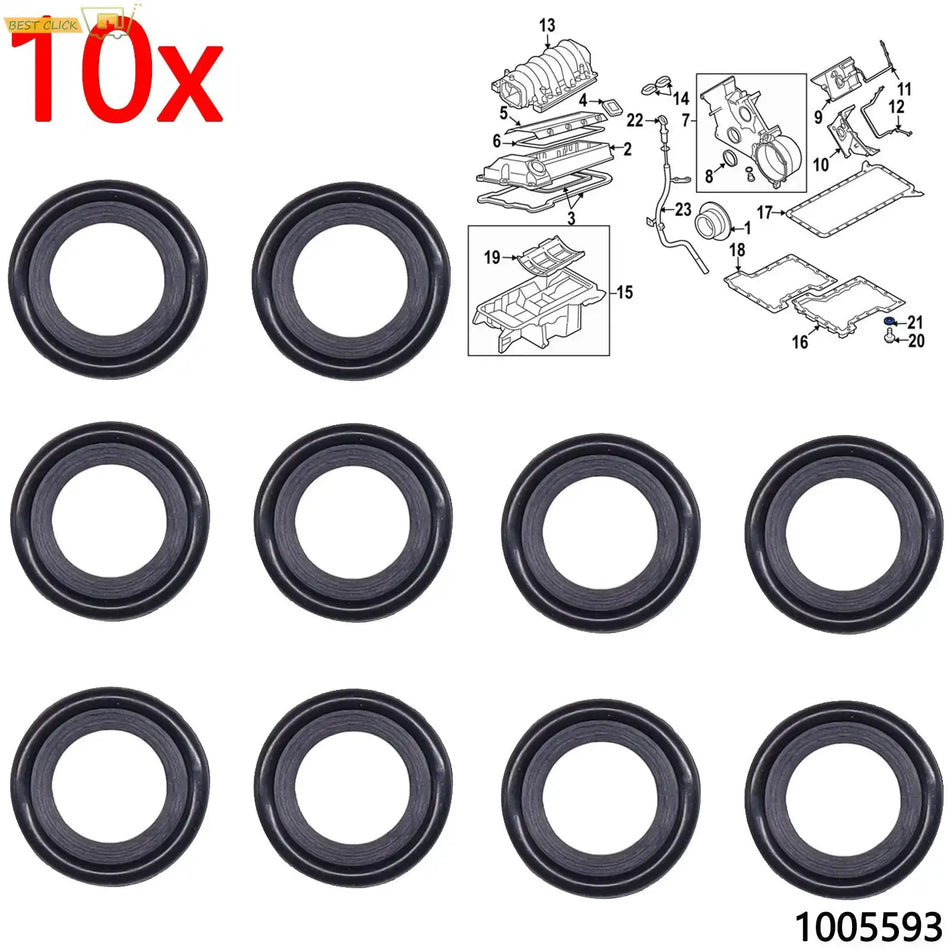 Set of 10 Oil Drain Plug Gaskets 1005593 For Ford Mazda Volvo Jaguar Landrover 13X22X3mm Car Oil Pan Screw Washers Rubber Gasket by InterCyprus Trading Ltd