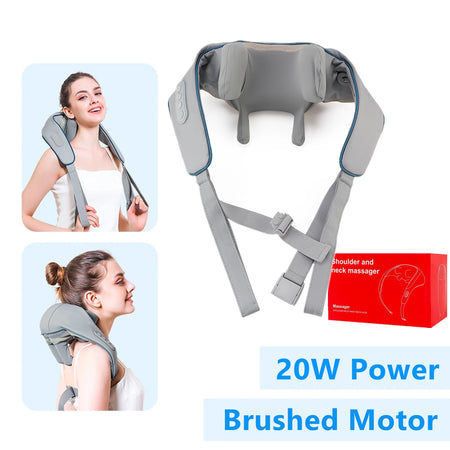 Foreverlily 26W Brushless Motor Neck And Shoulder Massager &ndash; Wireless Kneading Relaxation 20W-Grey