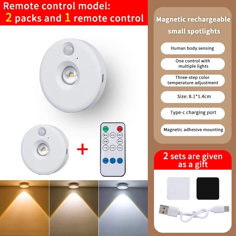 PIR Motion Sensor LED Cabinet Light - Dimmable Night Light 2Lamp With RC / CHINA