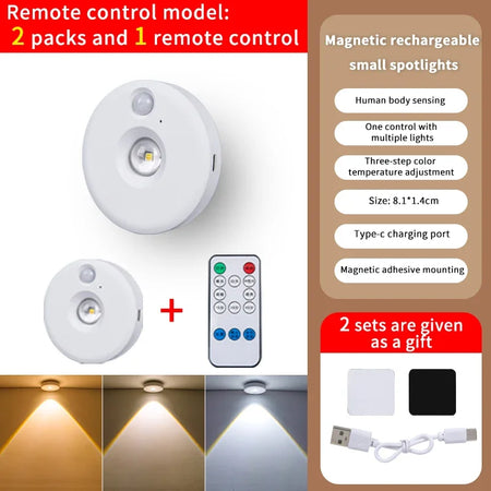 PIR Motion Sensor LED Cabinet Light - Dimmable Night Light 2Lamp With RC / CHINA