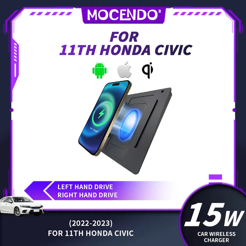 Chargeur sans fil rapide 15W pour Honda Civic 2022-2023