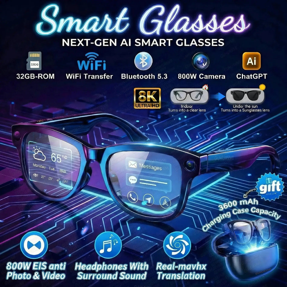 Smart AI Video Glasses With 4K Camera And Voice Assistant by InterCyprus Trading Ltd