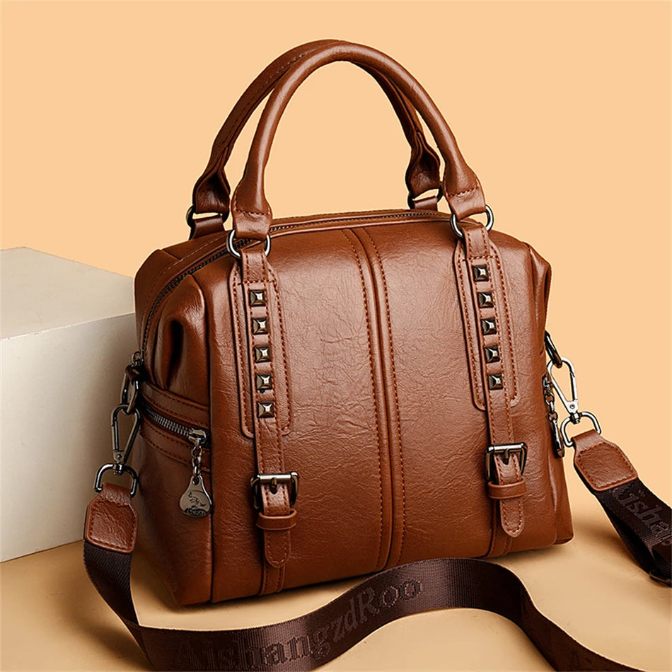 Nahkakäsilaukut naisille Mikrofiiberisynteettinen nahka, ylellinen suunnittelijan olkalaukku, jossa on suuret sisätaskut