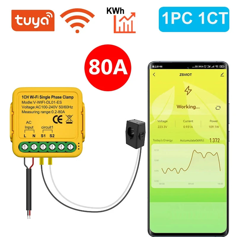 Tuya WiFi On-Off Controller 80A Meter &ndash; Smart Monitoring WiFi 1CH