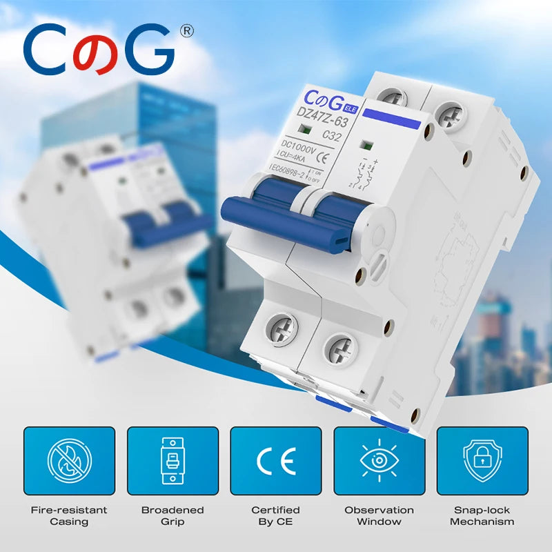 CG DC Miniature Circuit Breaker 500V/1000V - 2 Pole for Solar PV Systems